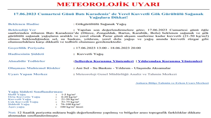 Batı Karadeniz’ de Yerel Kuvvetli Gök Gürültülü Sağanak Yağışlara Dikkat!