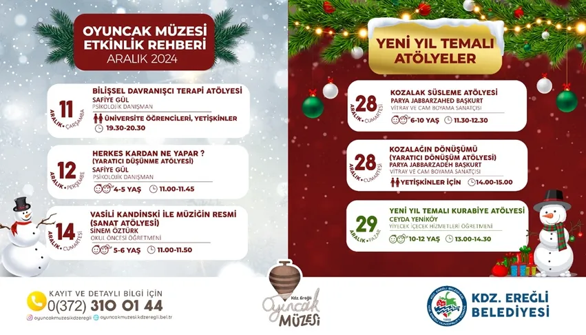 KDZ. EREĞLİ BELEDİYESİ OYUNCAK MÜZESİ ARALIK AYI ATÖLYE PROGRAMI AÇIKLANDI.