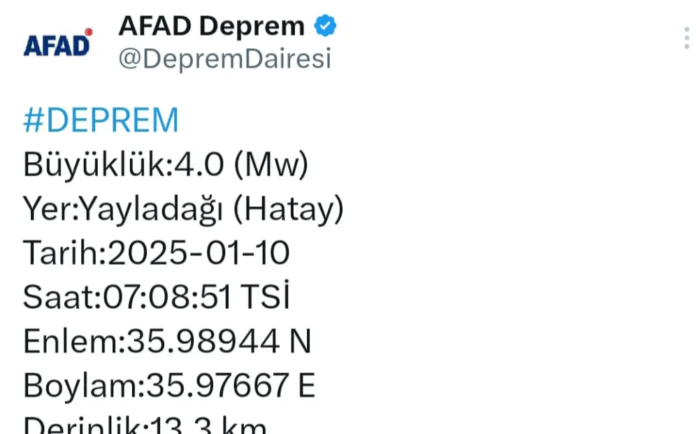 TÜRKİYE GÜNE YENİ BİR DEPREMLE UYANDI HATAY