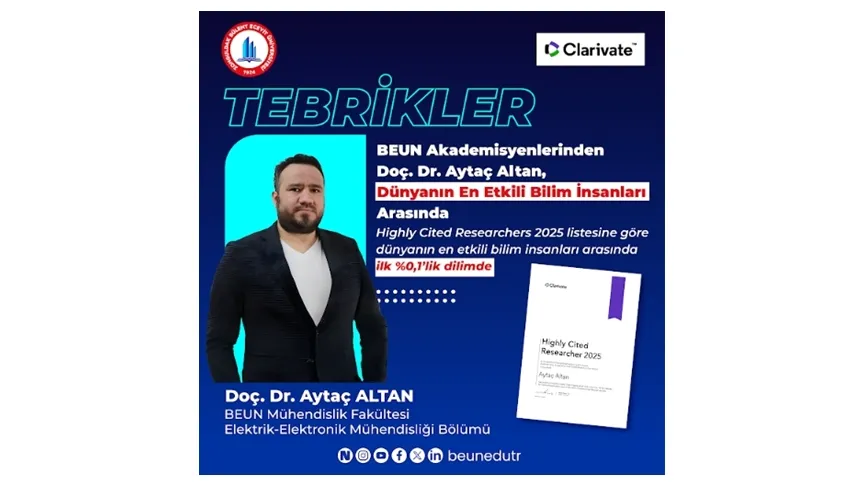 BEUN Akademisyenlerinden Doç. Dr. Aytaç Altan, Dünyanın En Etkili Bilim İnsanları Arasında