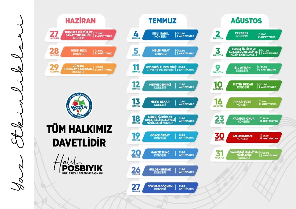 KDZ. EREĞLİ BELEDİYESİ YAZ ETKİNLİKLERİ CUMA GÜNÜ BAŞLIYOR